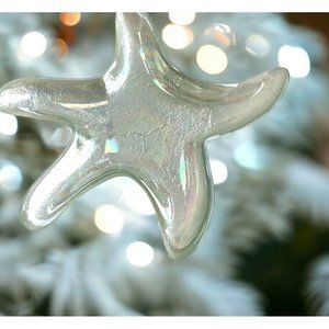 StarFish Trinket Dish Art Glass  Dish Plate Treasure Keeper Decor Ocean Seashell